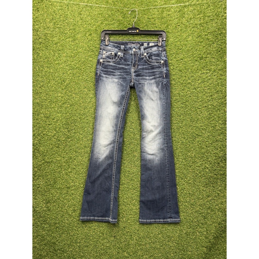 Miss Me Girls Bootcut Jeans Size 16 Embellished Dark Wash Stretch Casual y2k